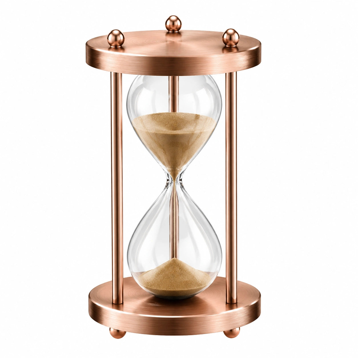 Clessidra Decorativa in Vetro e Metallo Rame, 60 Minuti