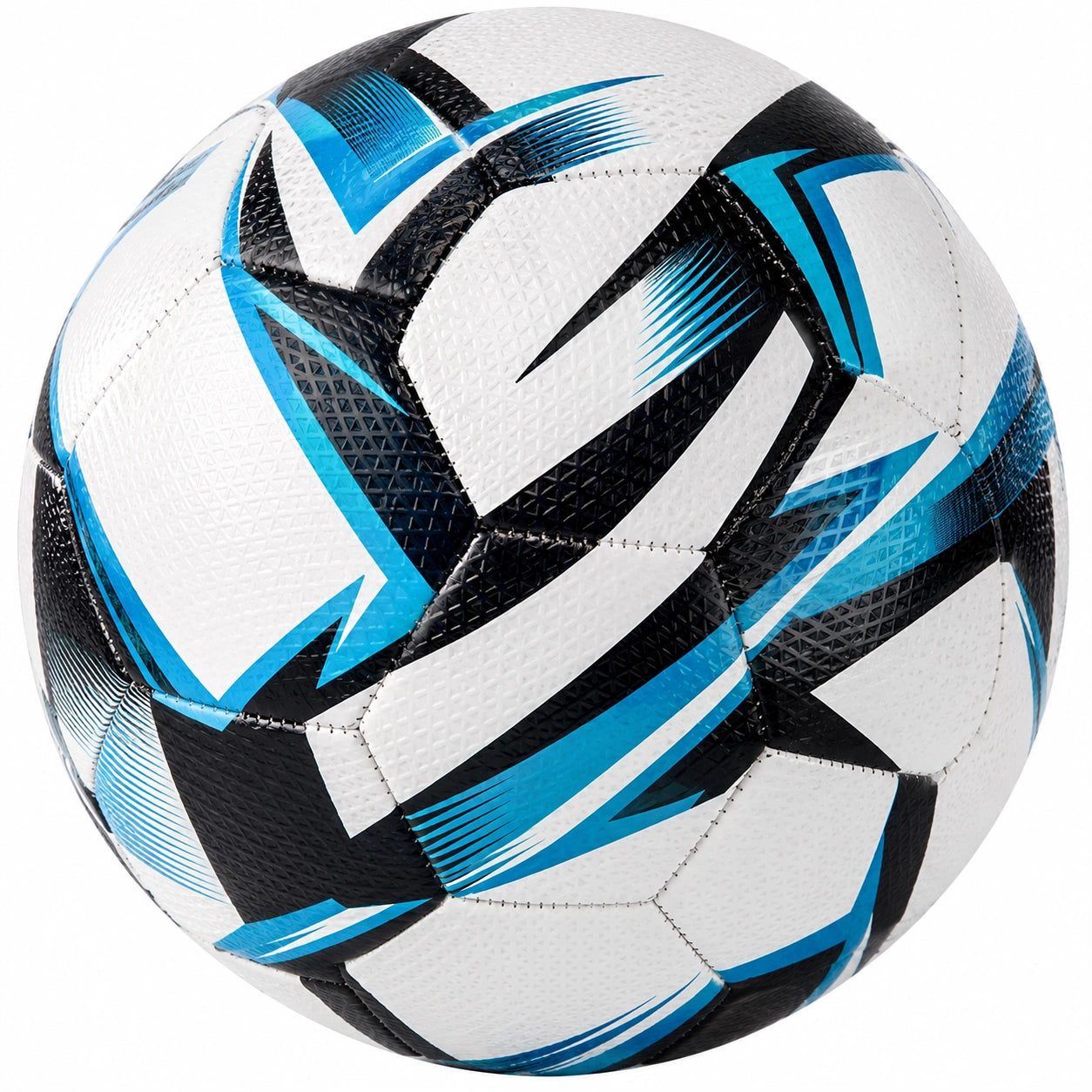 Pallone da Calcio Bianco/Nero/Blu - Struttura a Pannelli Cuciti