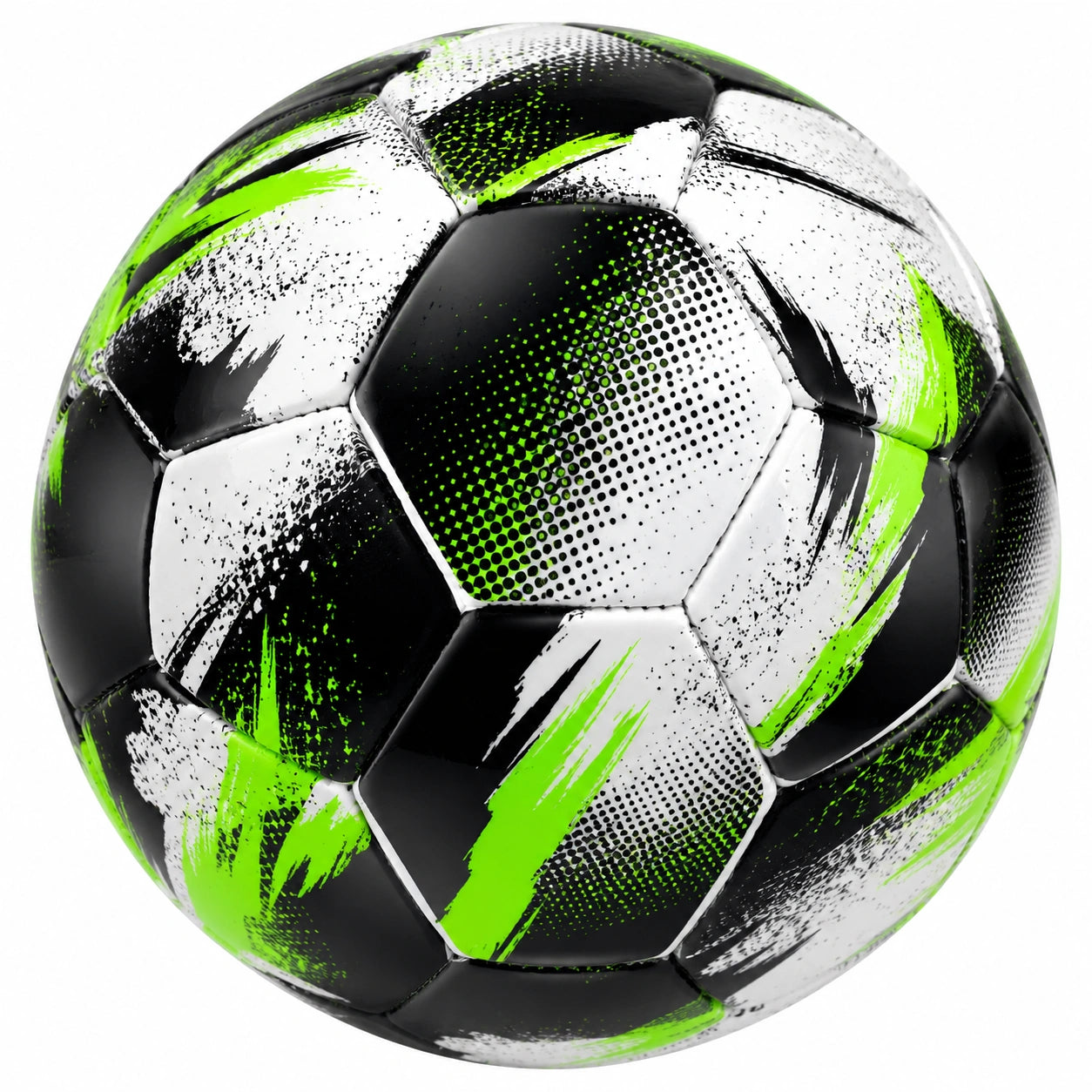 Pallone da calcio resistente nero, bianco e verde