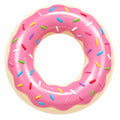 Ciambella gonfiabile rosa con decorazioni colorate per piscina